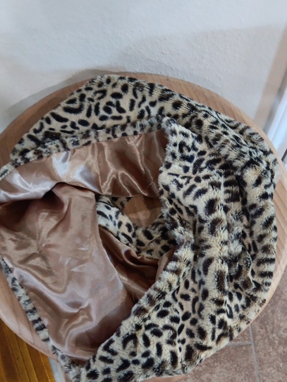 Bioworld One Size Plush Faux Fur Leopard Print Infinity Scarf Hood Cowl